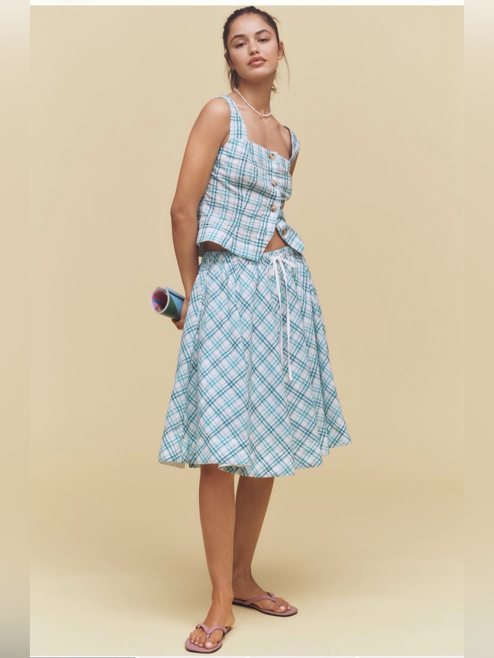 Anthropologie Maeve Drawstring A-Line Cotton Midi Skirt NWT